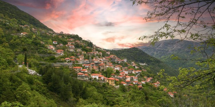 View of Lagadia village located in Peloponnese,Arcadia,Greece