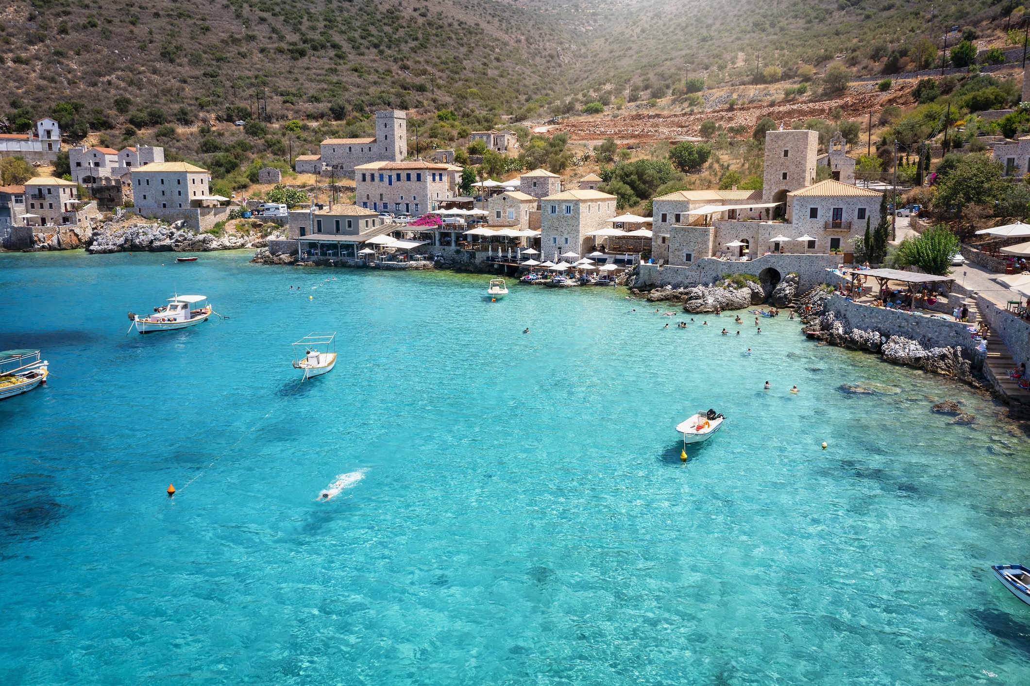 The beautiful village Limeni on the south Mani coast, Peloponnese, Greece