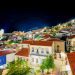 Chora Samothraki in Samothraki island, Samothrace, Aegean sea, Greece, at summer, at night