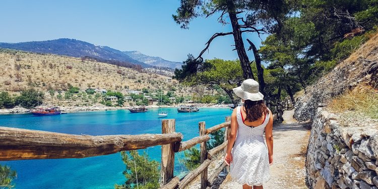Young woman in Aliki beach, Thasos