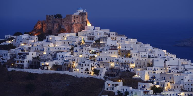 night view of Astypalaia Chora