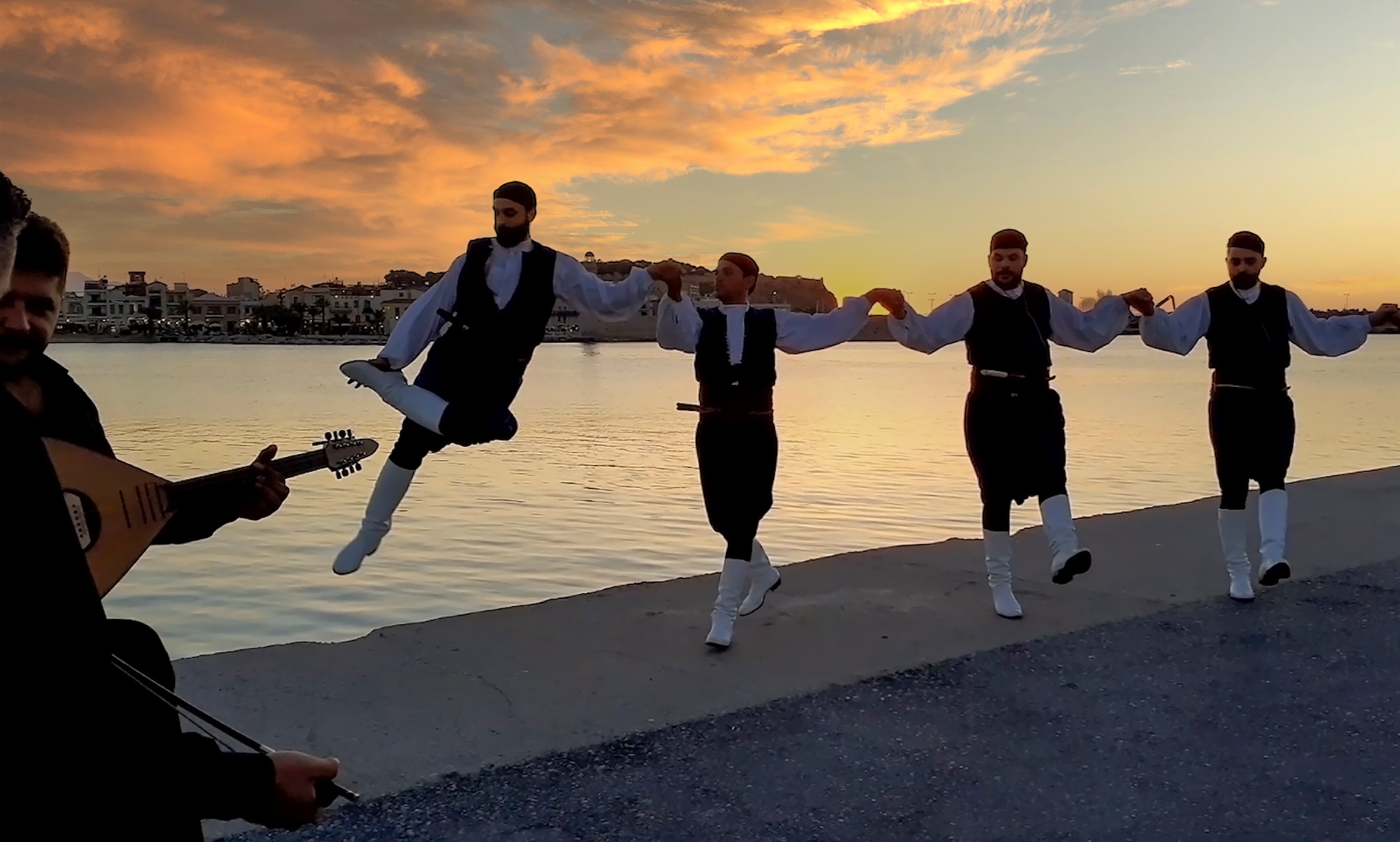 Greek dancers perform a traditional dance, Rethymno, Crete