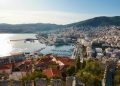 Aerial view of idyllic seaside town Kavala