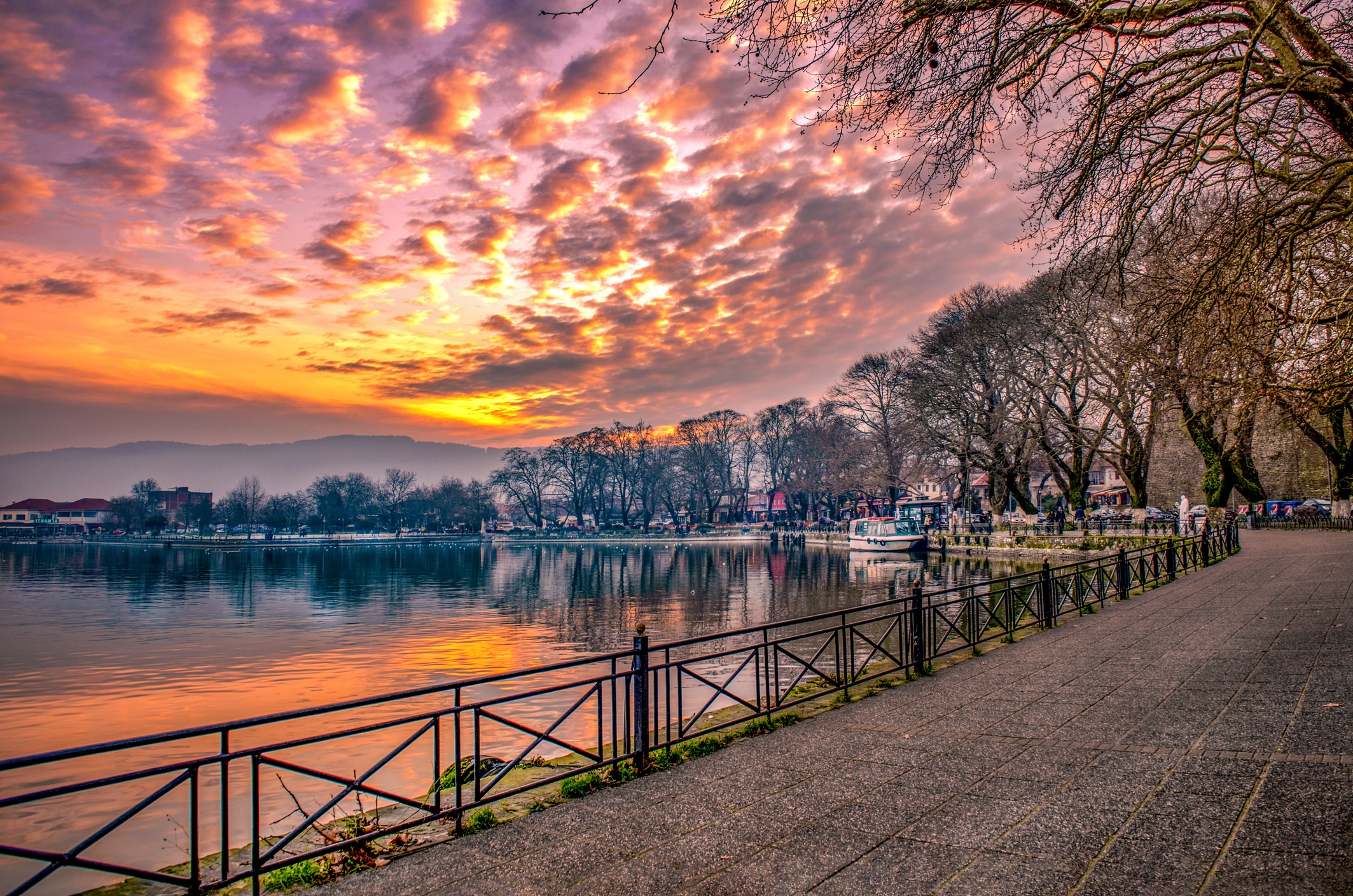 Lake Pamvotida at sunset, Ioannina