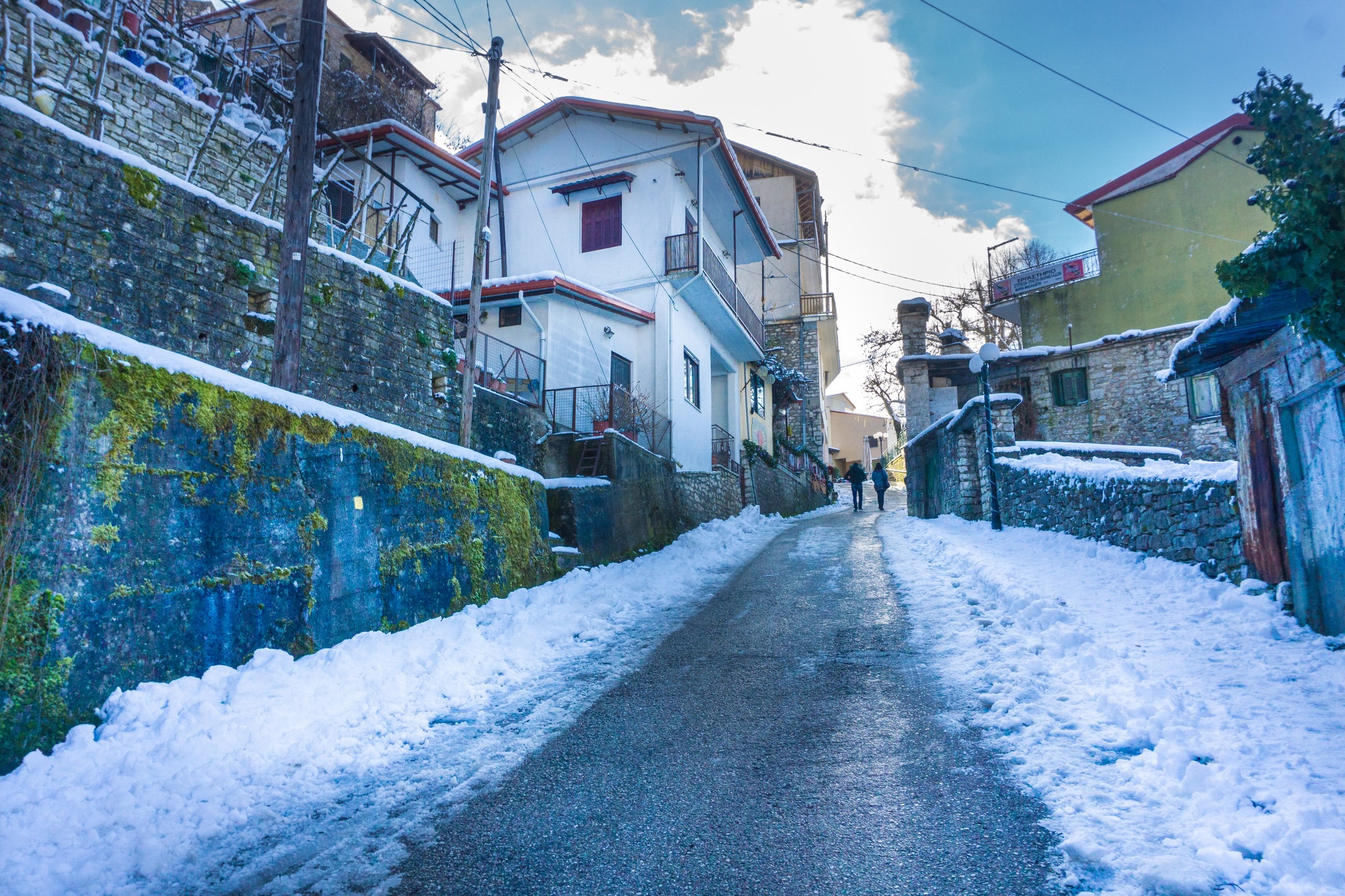 Street view of the Megalo Chorio traditional village in Evritania near Karpenissi in Greece