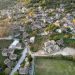 Drone aerial scenery of traditional village of Papingo , Zagorochoria area, in , Epirus, Ioannina Greece.