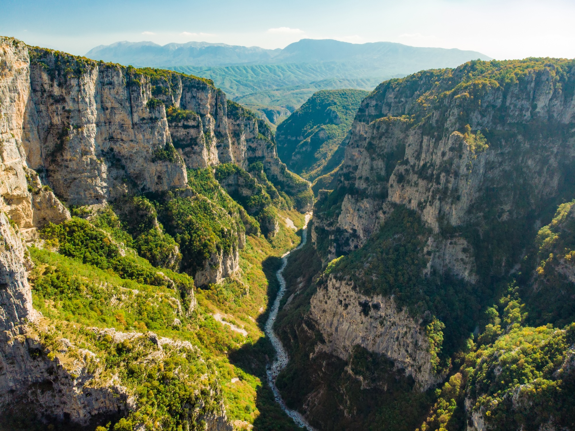 Vikos Gorge, a gorge in the Pindus Mountains of northern Greece, lying on the southern slopes of Mount Tymfi, one of the deepest gorges in the world.