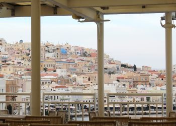 Arriving at Syros island in winter