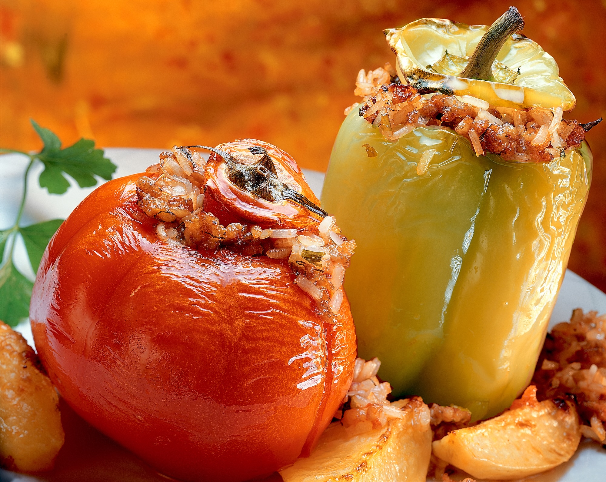 Stuffed pepper and tomato -- Gemista