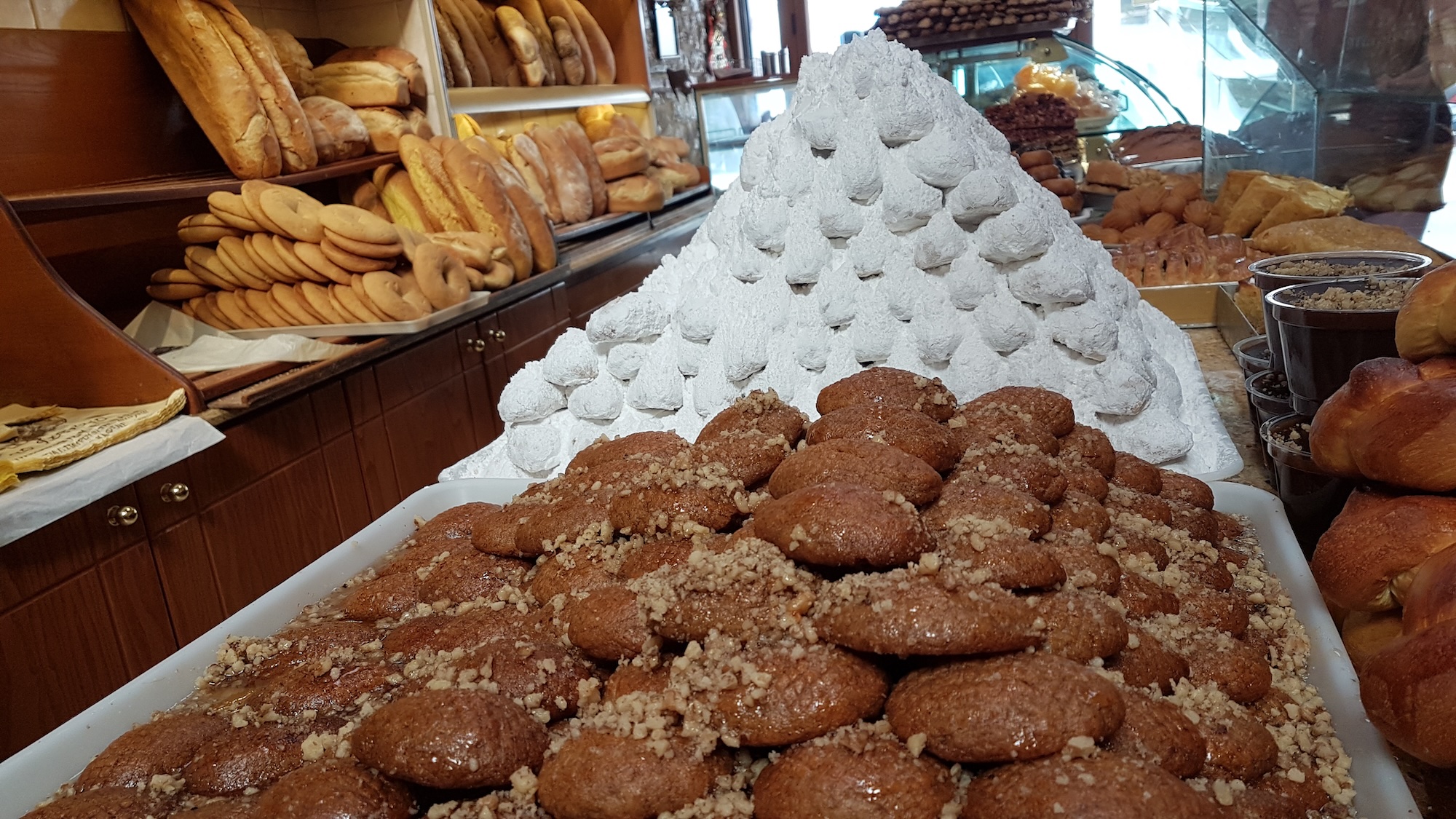 kourampiedes and melomakarona greek traditional sweets with honey and sugar  for xmas season