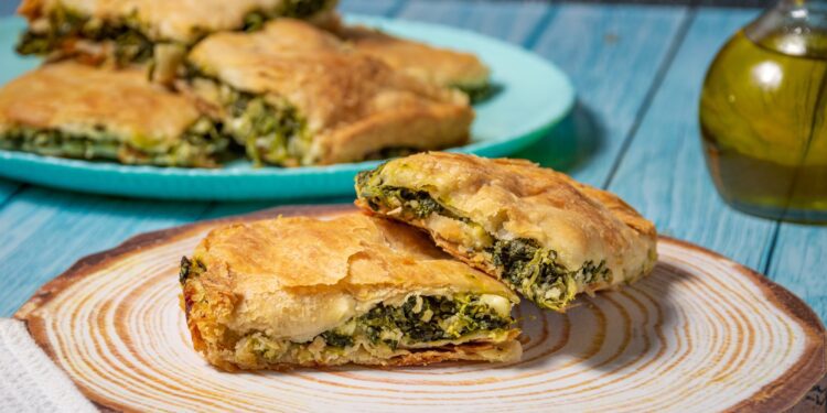 Greek Pie Spanakopita with Spinach and Cheese
