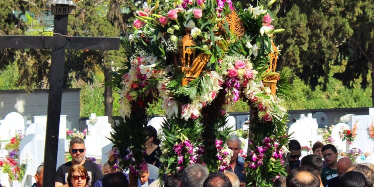 Greek Orthodox Easter Epitaph Procession in Cemetery