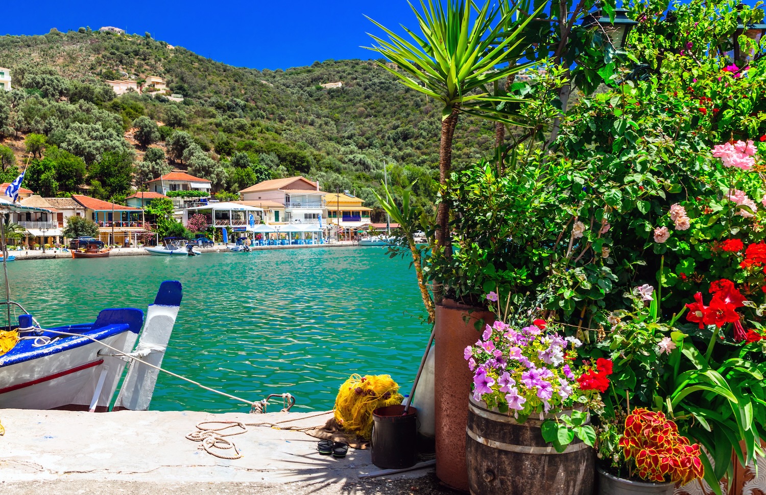 Traditional colorful Greece series -  fishing village Sivota in Lefkada