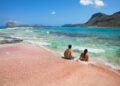 scenic view of young couple at Balos beach on Crete