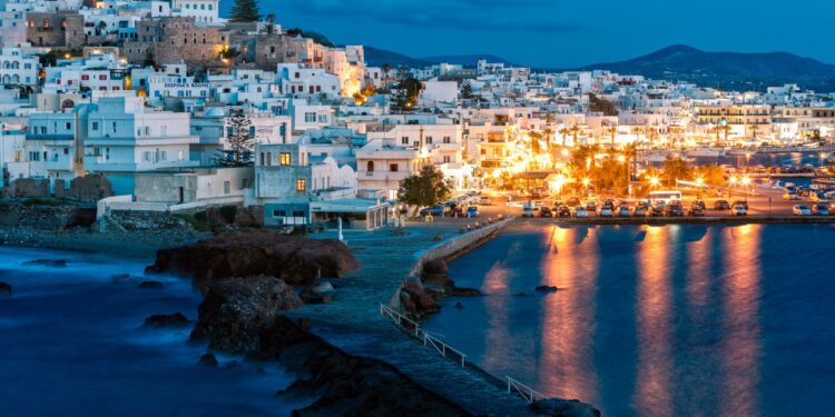 Naxos Illuminated at Dusk, Cyclades, Greece