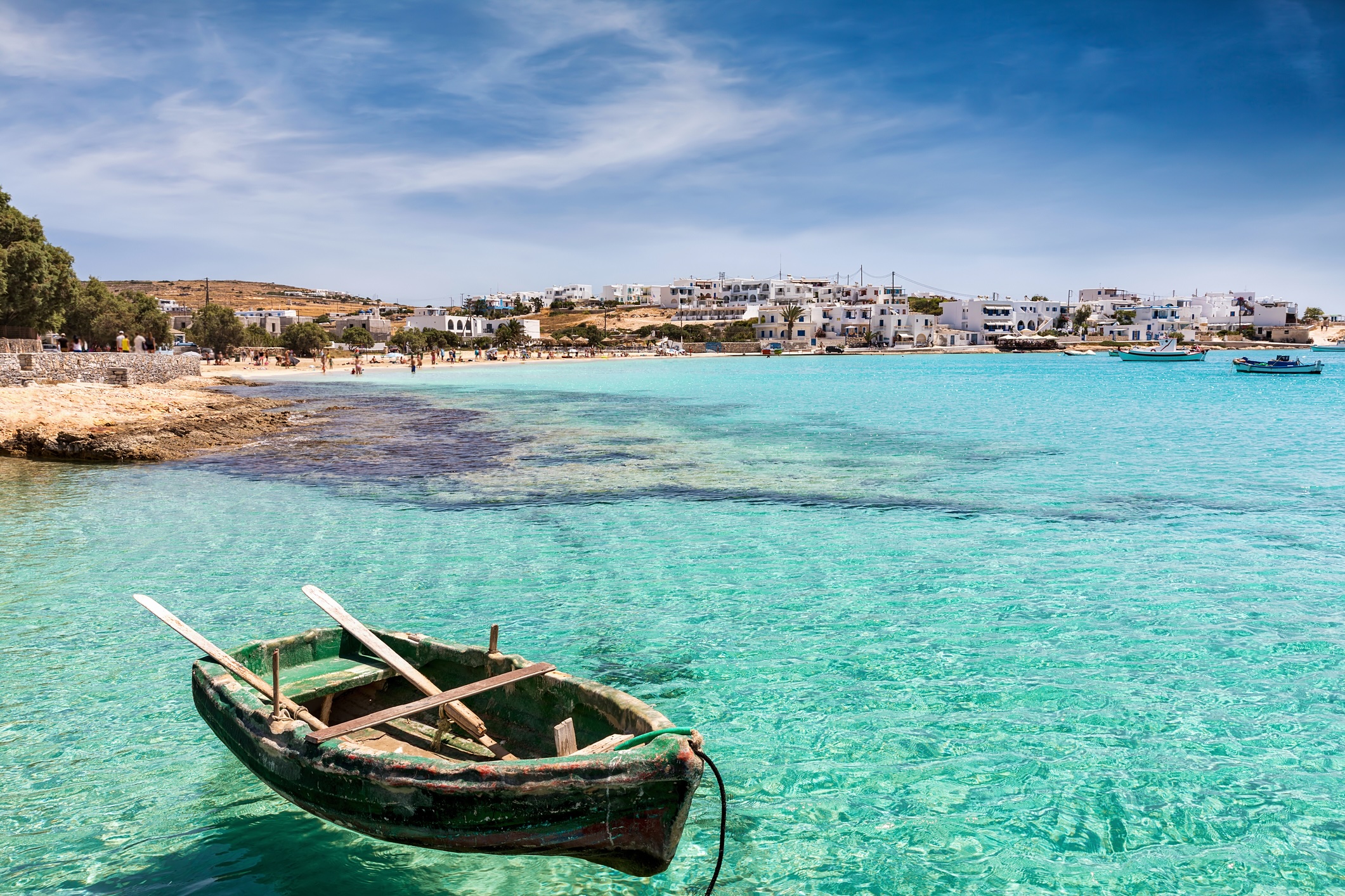 View to the port and beach of Ano Koufonisi Island, Koufonisia