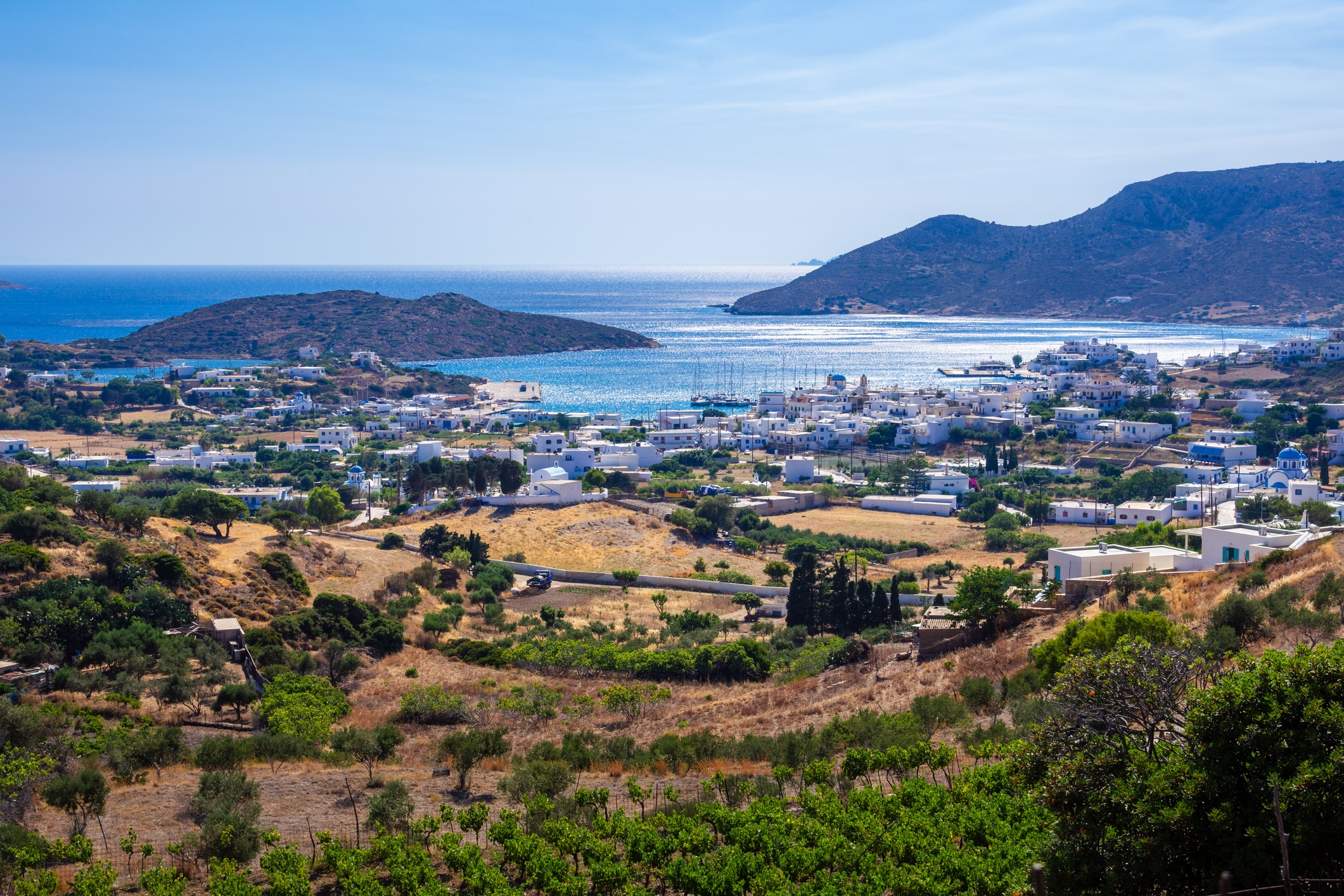 The picturesque harbor of Lipsi island, Dodecanese, Greece