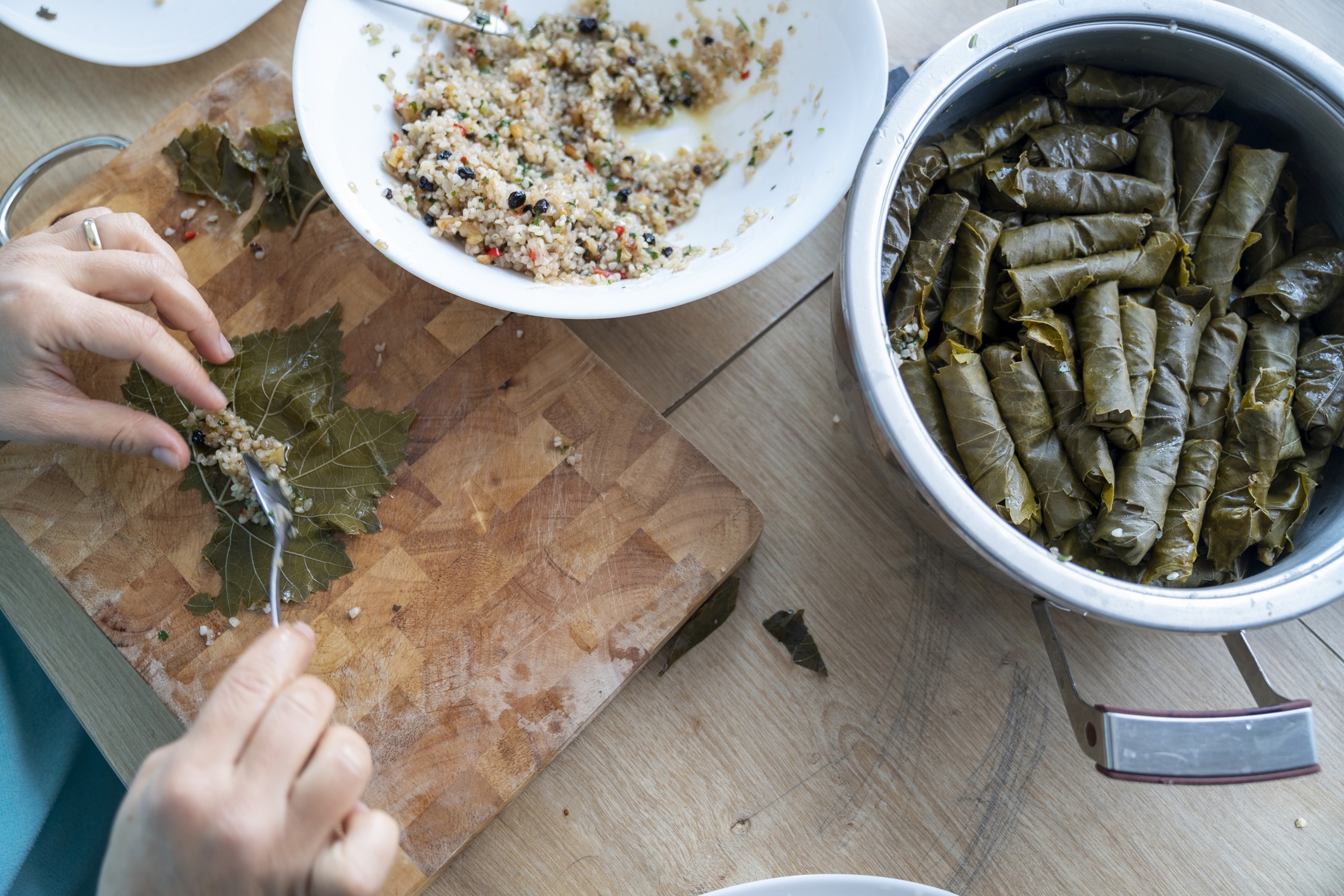 Preparing Dolmades